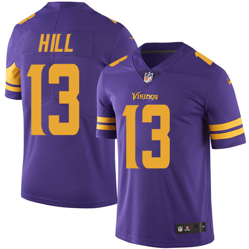 Men's Elite Shaun Hill Nike Jersey Purple - #13 Rush NFL Minnesota Vikings